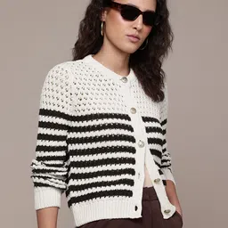 MANGO Openwork Knit Striped Cardigan-picture-26