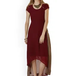 Belle Fille Maroon High-Low Dress-picture-23
