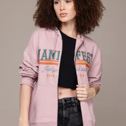 The Roadster Lifestyle Co. Women Printed Hooded Relaxed Sweatshirt-image-71