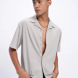 glitchez Breezy Streetwear Self-Textured Cuban Collar Relaxed Fit Shirt-picture-20