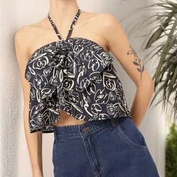 DressBerry Bow-Bliss Printed Halter Neck Top-picture-34