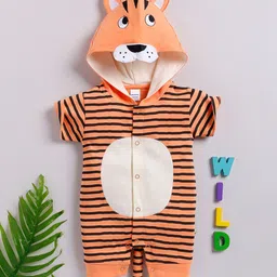 Moms Love Infant Boys Pure Cotton Hooded Tiger Face Romper-picture-36