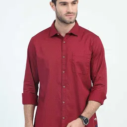 URBARO Smart Slim Fit Polka Dots Printed Pure Cotton Casual Shirt-image-31