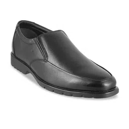 Metro Men Black Solid Formal Leather Slip-On Shoes-image-92