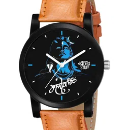 SWADESI STUFF Boys Black Analogue Watch brown belt mahade-picture-27