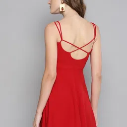Veni Vidi Vici Women Red Solid Fit & Flare Dress-picture-38