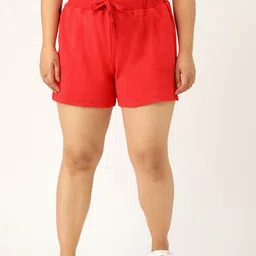 Rute Women Plus Size Red Solid Slim Fit Regular Shorts-picture-18