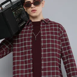 r.code by the roadster life co. R Code by The Roadster Life Co Men Tartan Checks Opaque Casual Shirt image 1