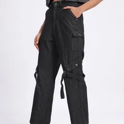 glitchez Women Cargo Style Wide Leg Jeans-image-60