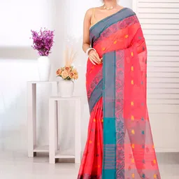 DipDiya Woven Design Pure Cotton Taant Saree-image-28