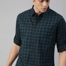 Roadster Men Green Nancy Regular Fit Checked Sustainable Casual Shirt-image-92