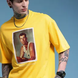HERE&NOW Pure Cotton Photographic Printed Oversized T-shirt-picture-48