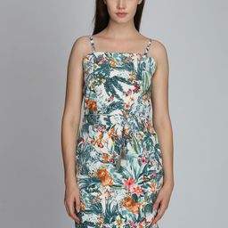 DODO & MOA Women White & Green Printed Sheath Dress-picture-19