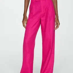 MANGO Women Flared Pleated Trousers-image-88
