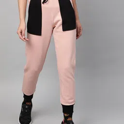 STREET 9 Women Pink & Black Colourblocked Slim Fit Solid Joggers-image-66