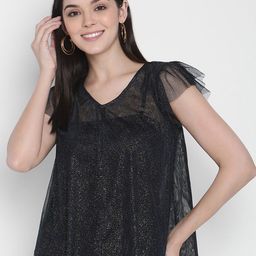 Porsorte Women Navy Blue Embellished A-Line Top-picture-37