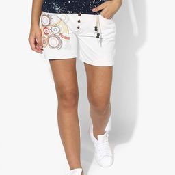 Pepe Jeans Women White Embroidered Regular Shorts-picture-2