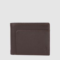Indian Terrain Men Brown Perforated Design Leather Two Fold Wallet-picture-8