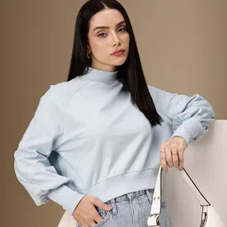 Chemistry Pure Cotton High Neck Raglan Sleeves Sweatshirt-image-79