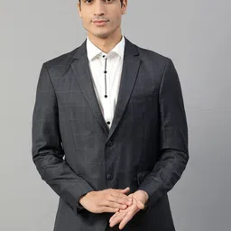 HARSAM Men Blue Checked Single-Breasted Formal Blazer-picture-44