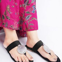 TRYME Women Embellished Ethnic Open Toe Flats-picture-30