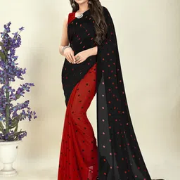 moda rapido ANAND SAREES Polka Dots Printed Half and Half Saree With Blouse Piece-picture-29
