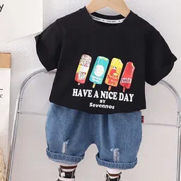 Googo Gaaga Boys Printed Pure Cotton T-shirt With Shorts-picture-10