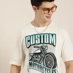 HERE&NOW Printed Drop-Shoulder Sleeves Pure Cotton T-shirt-picture-27