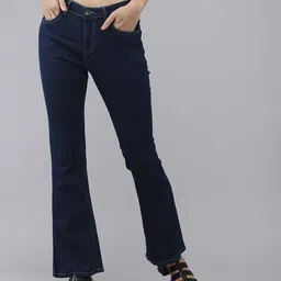 Roadster Women Navy Blue Flared High-Rise Stretchable Jeans-picture-30