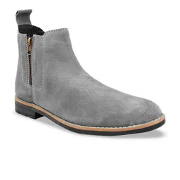 bacca bucci Men Grey Solid Suede High-Top Flat Boots-picture-42