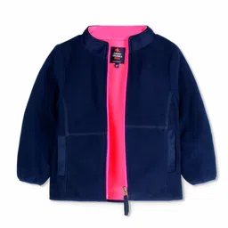 Cherry Crumble Girls Blue Solid Open Front Jacket-picture-21