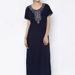 Sand Dune Navy Embroidered Maxi Nightdress 4081-picture-35