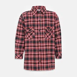 Oxolloxo Boys Red & Black Regular Fit Checked Formal Shirt-image-37