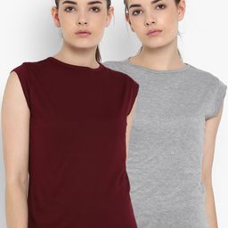 appulse Women Pack Of 2 Solid Round Neck T-shirts-picture-34