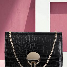 Accessorize London Women Faux Leather Croc Lock Chain Party Bag-picture-31