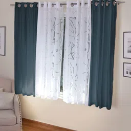ROSARA HOME Blue & White Set of 4 Window Curtains-image-42