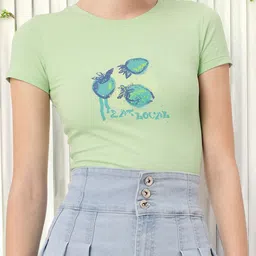 DressBerry Cute Dining Printed Casual Crop T-shirt-picture-28