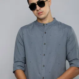 R.Code by The Roadster Life Co. Band Collar Printed Casual Shirt image 1