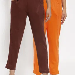 TAG 7 Women Acrylic Set of 2 Regular Fit Solid Cigarette Trousers-picture-41