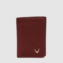Hidesign Men Red Snakeskin Textured Three Fold Leather Wallet-picture-28