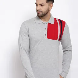 Kalt Men Grey Melange Polo Collar T-shirt-picture-30