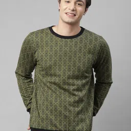 Rigo Men Olive Green Geometric Printed Sweatshirt-image-37