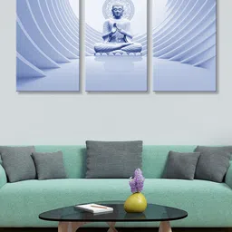 999Store Set of 3 Blue & White Lord Buddha Painting Wall Art-image-83