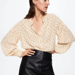 MANGO Women Metallic Yarn Printed Casual Shirt-picture-41