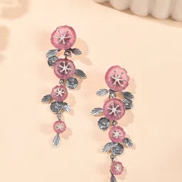 Studio Voylla 925 Sterling Silver Rhodium-Plated Floral Ear Cuff Earrings-picture-44