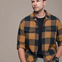WROGN Buffalo Checked Pure Cotton Casual Shirt-picture-20