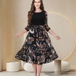 BAESD Ethnic Motifs Printed Fit And Flare Dress-picture-20