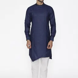 Manu Men Blue Woven Design Straight Kurta-picture-13