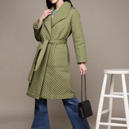 Label Ritu Kumar Women Quilted Trench Coat With Belt-picture-10