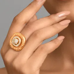 Fida Rose Gold-Plated AD Studded Finger Ring-image-30
